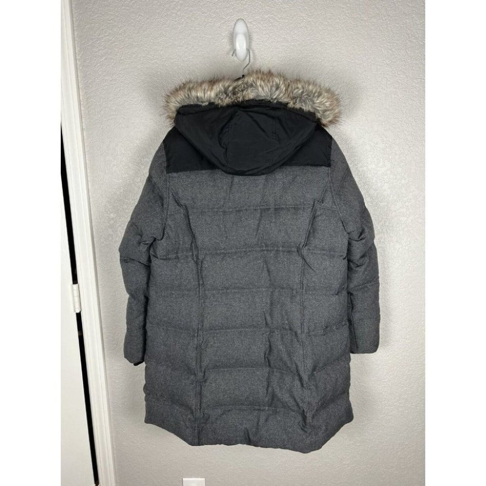 Eddie Bauer Gray Puffer Coat with Faux Fur Hood - Picture 4 of 9